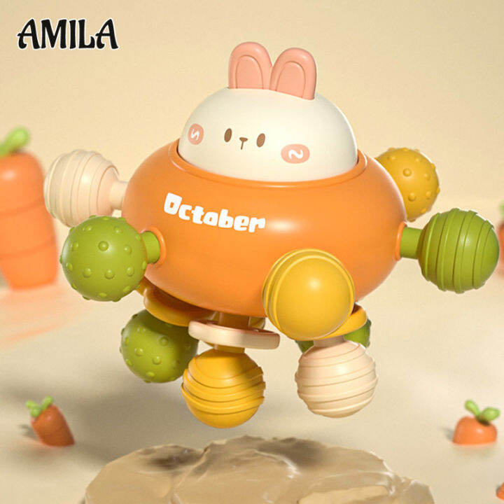 amila-ลูกบอลสำหรับเด็กเล็ก-ของเล่นทารกแบบเขย่าสัมผัสลูกบอลกัดลูกบอลยางนุ่มแมนฮัตตันของเล่น0-1ปี