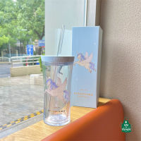 ถ้วย Starbuck 2022ฤดูร้อน Contigo สวนสนุกม้าหมุนถ้วยฟางพลาสติกสองชั้นถ้วยดื่ม