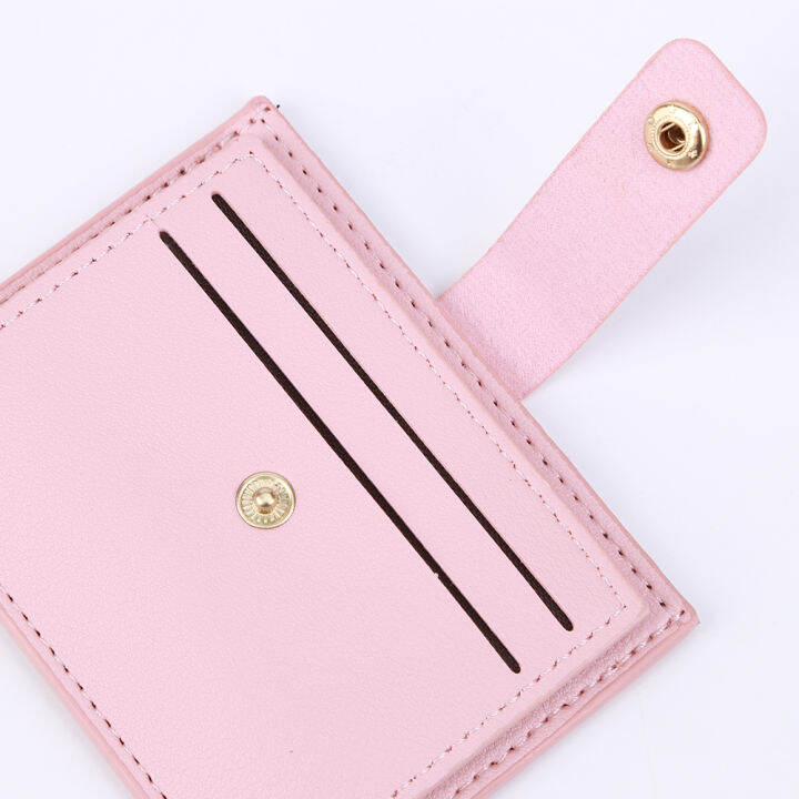 กระเป๋าใส่บัตรผู้หญิงกระเป๋าสตางค์-simple-pu-leather-case-multi-slots-small-female-solid-coin-purse-card-holder