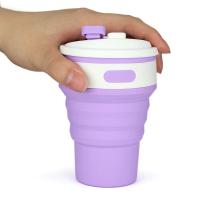350ML Silicone PP Folding Cup Foldable Mug with Cover Coffee Travel Outdoor Portable Water Drinking Tea Cup Multifunctional