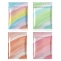 【DT】 hot  Resealable Flat Aluminum Foil Glossy Rainbow Colors Gradient Zip Lock Bags Candy Jewelry Coffee Heat Sealing Packaging Pouches