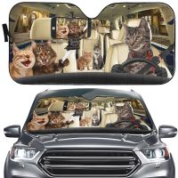 【LZ】 Selfie Cat Couple Sunshade Tabby Cat Driver Windshield Sun Shade for Car Funny Amazing Pet Cat Auto Front Window Shade Visor