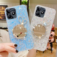 Realme เคสโทรศัพท์กากเพชรสุดหรู C53 C51 C53NFC ซิลิโคนส่องแสงเป็นประกายวิบวับปลอกอ่อน C53 Realme NFC 2023น่ารักกระต่ายแต่งหน้ากระจกหลัง Realmec51