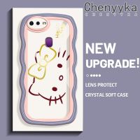 เคส Chenyyyka สำหรับ OPPO F9 F9โปร Realme A7x U1 2 Pro เคสการ์ตูนลายแมวน่ารักลายคลื่นนุ่มเคสมือถือกันกระแทกแบบใสสร้างสรรค์เคสซิลิกาเจลฝาครอบป้องกัน