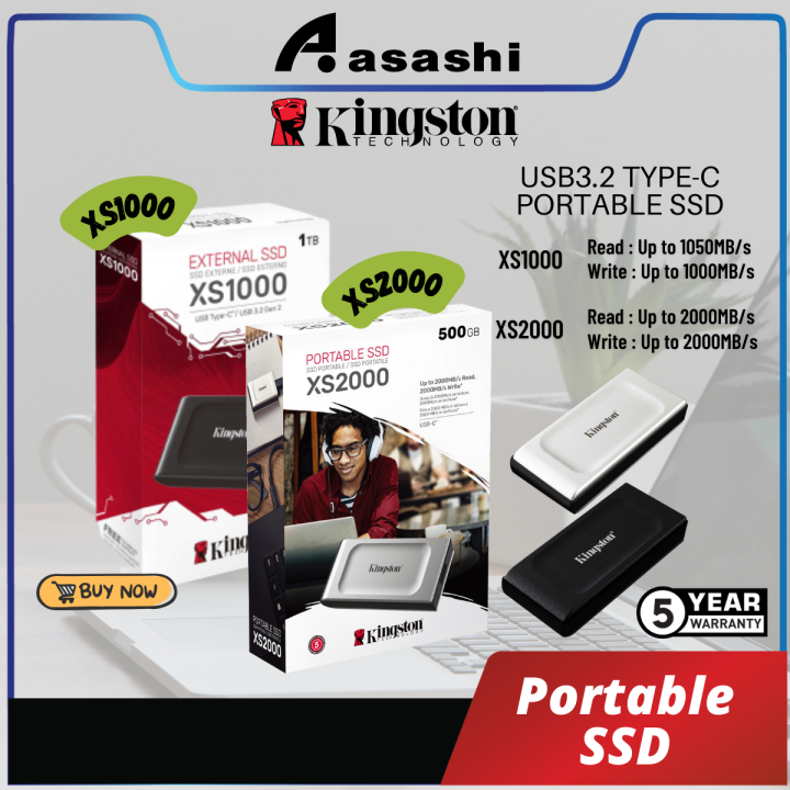 Kingston XS1000 / XS2000 500GB / 1TB / 2TB / 4TB USB3.2 Type-C Pocket Size Portable  External SSD SXS2000