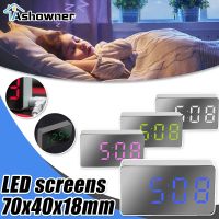 LED Mirror Digital Clock Alarm Clock Snooze Table Clock Wake Up Mute Calendar Dimmable Electronic Desktop Clocks Home Decoration