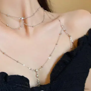Pearl Body Chain Gold, Body Chain Bra, Sexy Chest Chain