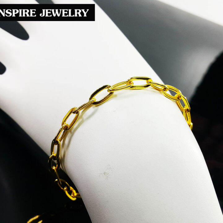 inspire-jewelry-สร้อยข้อมือทองลายโซ่ยาว-18-นิ้วปราณีตมาก