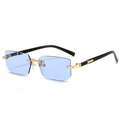 Rimless Sunglasses Rectangle Fashion Popular Women Men Shades Small Square Sun Glasses For Female male Summer Traveling Oculos Cycling Sunglasses