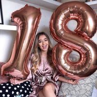 32/40inch Number 18 Balloon Gold Silver Blue Pink Color Digit Foil Balloons For Boy Girl 18th Birthday Anniversary Party Decor Balloons