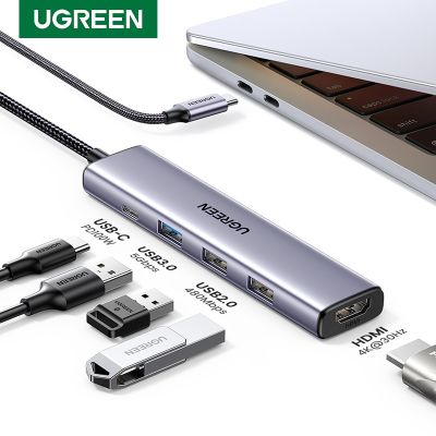 UGREEN USB C ฮับ Type-C ถึงหัวแปลงสัญญาณ HDMI 4K30hz PD100W การ์ดความจำแท่น USB-C ตัวแยก3.1สำหรับ Macbook Ipad โปรแอร์ Huawei USB ฮับ3.0
