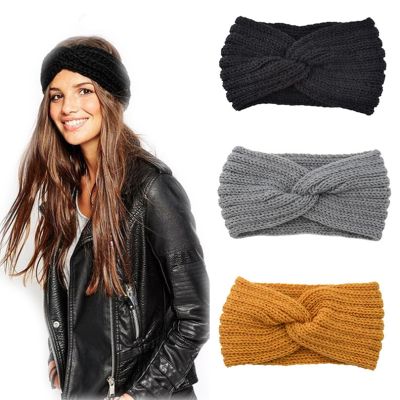 【YF】 Women Headband Solid Color Elastic Hair Bands Twisted Knitted Turban Headwrap  Winter Girls Hairband Fashion Accessories