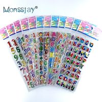12 Sheets/Pack Digit Alphabet Sticker Kids Cartoon Lovely Number Letter Cognition Stickers Label for Boys Girls Learning Toys