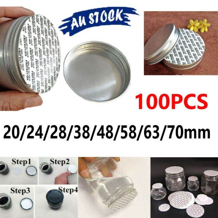 100PCS Press & Seal Cap Liners Jar Bottle Foam Selfadhesive Safety Tamper Waterproof Foam Lid