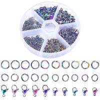 120pcs/Box Rainbow Color Stainless Steel 3/4/5/6mm Jump Ring And 10/15mm Lobster Clasp For Jewelry Handmade Bracelet Findings