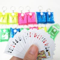 1 Set Portable Mini Playing Cards Poker Keychain Random Color Small Board Game Key Chain Playing Game Card Creative Child Gift