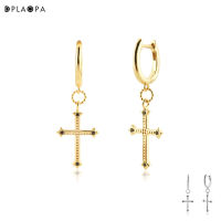 DPLAOPA 925 Sterling Silver Gold Plated Silver Spinel Pendant Large Cross Earrings Drop Earring Women Luxury Piercing Pendientes