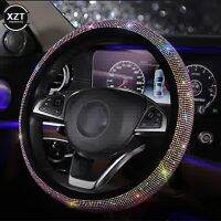 【YF】 14.5-15 Inch Rhinestones Steering Wheel Cover with Crystal Diamond Sparkling Car Breathable Anti-Slip Protector