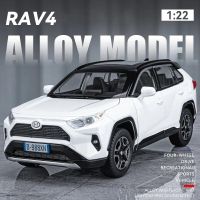 โมเดลรถ SUV RAV4แบบรถ Diecast ของเล่นอัลลอยเสียงและแสงดึงถอยหลังรถโลหะการจำลองของของขวัญวันเกิดของเล่นเด็ก