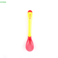 ?【Lowest price】HOMA 1PC HEAT Sensing Thermal Feeding ช้อนเด็กทารก weaning ซิลิโคนหัวบนโต๊ะอาหาร