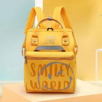 2023○☜♞ 2023 new backpack Japans lotte smiling face students bag lovers both men and women go out backpack mummy bag