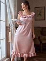 Sleeveless Dress Pajamas Solid Color Long Nightdress Women Summer Silk Sleepwear Plus-size Loose Fallow Loungewear