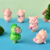 7pcs/set Cartoon Cute Pig Animal Doll Toy Model Statue Figurine Small Animal Ornament Miniatures Pvc Car Doll Home Decoration