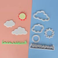 ✻ﺴ✹ 5Pcs Grass Sun Cloud Cake Cutter Sugar Craft Cookie Mold Fondant Reusable Kitchen Baking Decorating Tools Biscuit Cupcake Pastry