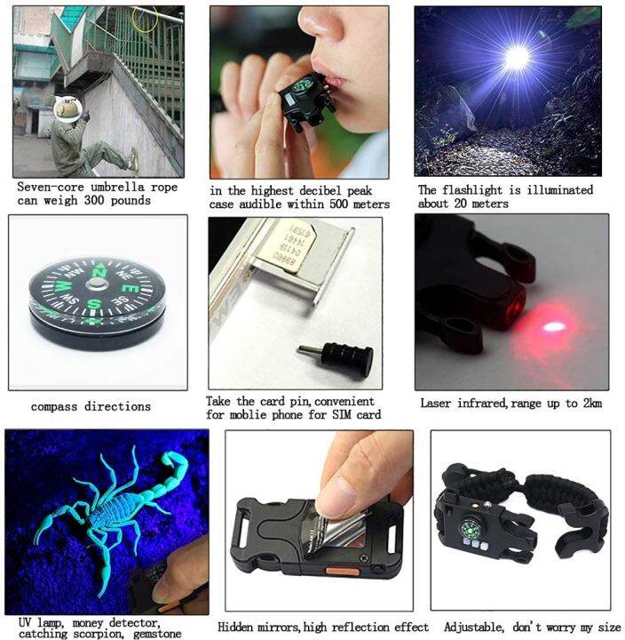 paracord-bracelet-survival-rechargeable-survival-wirst-with-led-flashlight-compass-whistle-laser-infrared-bracelet-for-travel-survival-kits