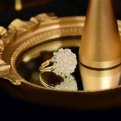 [COD] Frost Flower แหวนดอกไม้คริสตัลย้อนยุคอารมณ์การออกแบบเฉพาะแหวนนิ้วชี้ระดับไฮเอนด์ ins แหวนแฟชั่นมีสไตล์