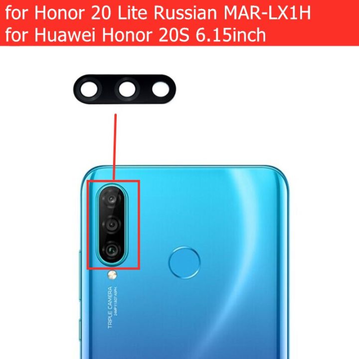 2ชิ้นสำหรับ Huawei เกียรติยศ20วินาที/Honor 20 Lite Mar-lx1h รัสเซีย6.15นิ้วเลนส์กระจกกล้องถ่ายรูปหลังกระจกกล้องมองหลังอะไหล่ซ่อม