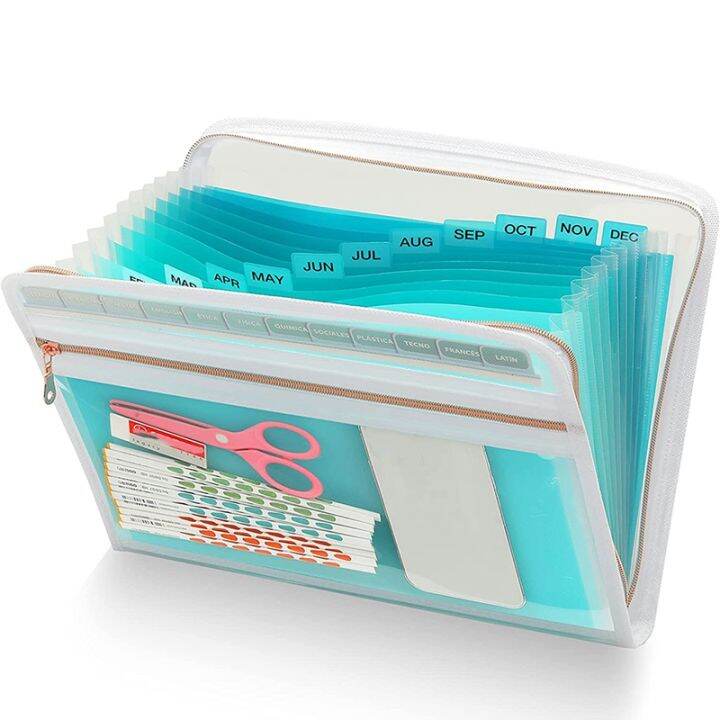 Zipper Accordion File Storage Bag,13 Pockets Expansion Folder with