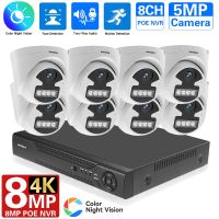 H.265 8CH 4K 8MP 5MP POE ชุดอุปกรณ์ NVR กล้องวงจรปิดระบบสองทาง Auido CCTV ภายในอาคาร POE กล้องโดม IP P2P ชุดเฝ้าระวังวิดีโอ