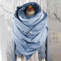 Women Scarves Winter Warm Wraps Ladies Elegant Soild Dot Printing Button Soft Wrap Casual Warm Scarves Shawls Female Шарф