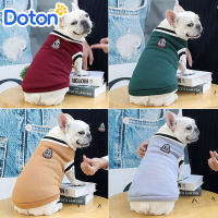 Doton Pets เสื้อกั๊กถักคอวีสำหรับสุนัขปอมเมอเรเนียน,เสื้อกั๊กสไตล์มหาลัยเสื้อผ้าฝ้ายสำหรับสัตว์เลี้ยง