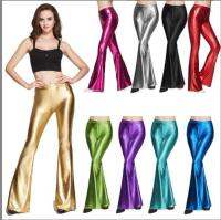 ผู้หญิง High Street Bell Bottoms กางเกง Shinny กางเกงแฟชั่นกางเกงขากว้าง...