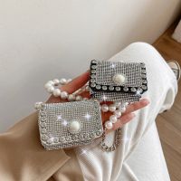 {Baozhihui}Shiny Diamonds แฟชั่นมินิกระเป๋าสะพายขนาดเล็กสุภาพสตรีคุณภาพสูง Pearl Chain คริสตัล Fanny Pack Blingbling Rhinestone กระเป๋าถือ