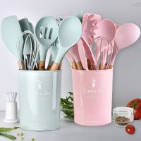 Spoon Holder  Spatula  Household Kitchen Strainer  Wooden Handle  Silicone Kitchenware Set  Non Stick Pot  Silicone Spatula  Foo Pots Pans