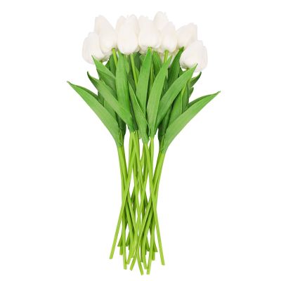20Pcs White 13.8inch Artificial Tulips Flowers for Party Decoration,Wedding Home Decoration