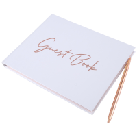 Wedding Guest Book Hen Party Guest Book White&amp;Rose Gold for Guests to Sign,Baby Shower Sign in Guest Book,with Pen