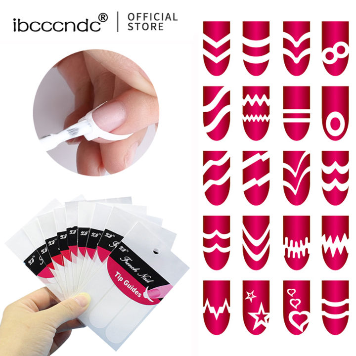 Manicure Nail Art Stencils French Tip Guide Stickers (12 sheets