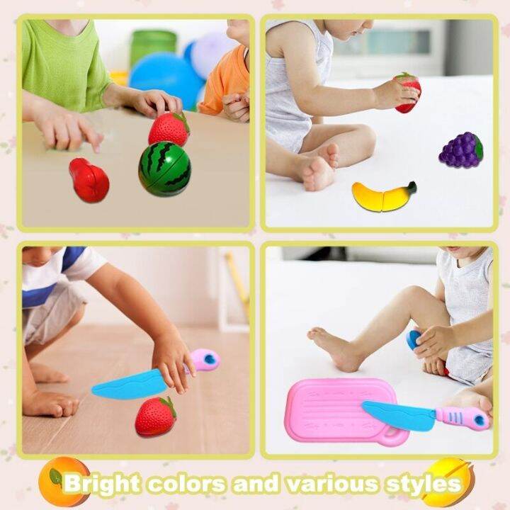 ของเล่นห้องครัวจำลองสำหรับเด็กของเล่น-montessori-การศึกษาตัดผักผลไม้พลาสติกแบบคลาสสิกสำหรับของขวัญสำหรับเด็กละ9ชิ้น