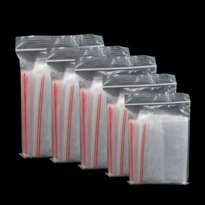 100pcs/pack Small Zip Lock Plastic Bags Reclosable Transparent Bag Vacuum Storage Bag  Clear Bags Thickness Clamps