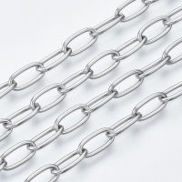 1m 3.28 Feet 304 Stainless Steel Paperclip Chains Drawn Elongated Cable Chainsl Unwelded Stainless Steel Color 10x5x1mm