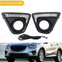 Car LED DRL Daytime Running Lights Daylight With Black Matt For Mazda CX-5 2012 2013 2014 2015 Fog Lamp Hole Driving Lights