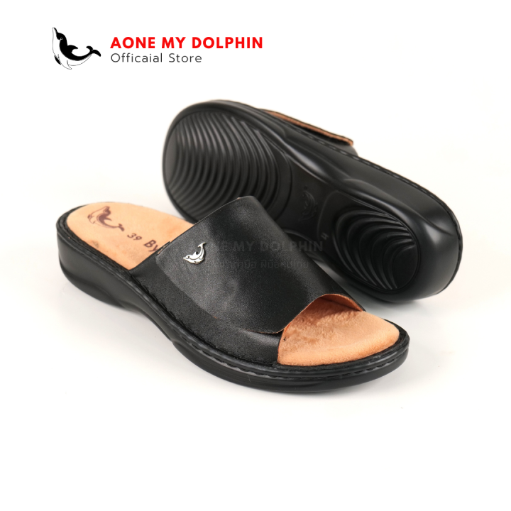 aone-my-dolphin-ลิขสิทธิ์แท้-wd36-รองเท้าหนังแท้-รองเท้าเพื่อสุขภาพ-พื้นนุ่มพิเศษ-รองเท้าแตะ-การันตีใส่สบายเท้า