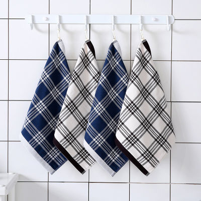 34x34cm 100% Cotton Simple Checkered Striped Square Face Towel Bathroom Adults Men Wash Cloth