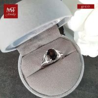 MT แหวนพลอยแท้ สโมกี้ ควอตซ์ (Smoky Quartz) ตัวเรือนเงินแท้ ชุบทองคำขาว  Natural Gemstone Silver Ring (gr410) ไซส์ : 55 MT Jewelry (มณีธารา)