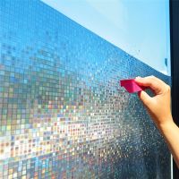 Mosaic Frosted Privacy Window Film Rainbow Color Opaque Static Cling Glass Self Adhesive Film Heat Transfer Vinyl Window Foil