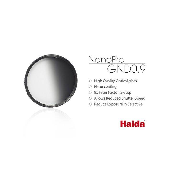 best-seller-haida-72mm-nanopro-mc-soft-edge-graduated-neutral-density-0-9-filter-3-stop-กล้องถ่ายรูป-ถ่ายภาพ-ฟิล์ม-อุปกรณ์กล้อง-สายชาร์จ-แท่นชาร์จ-camera-adapter-battery-อะไหล่กล้อง-เคส